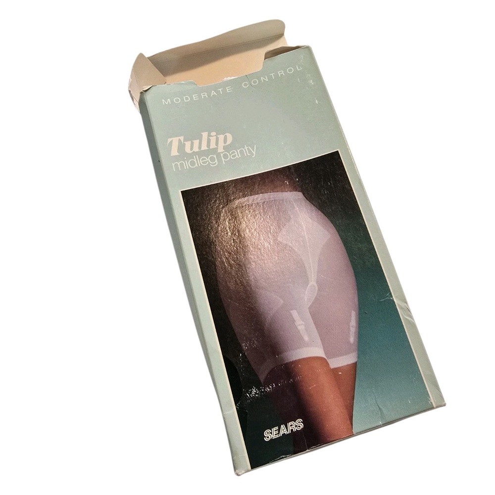 Vintage 80s 90s Sears Tulip Midleg Panty Girdle 2XL 33"-34" Moderate Hose Snaps